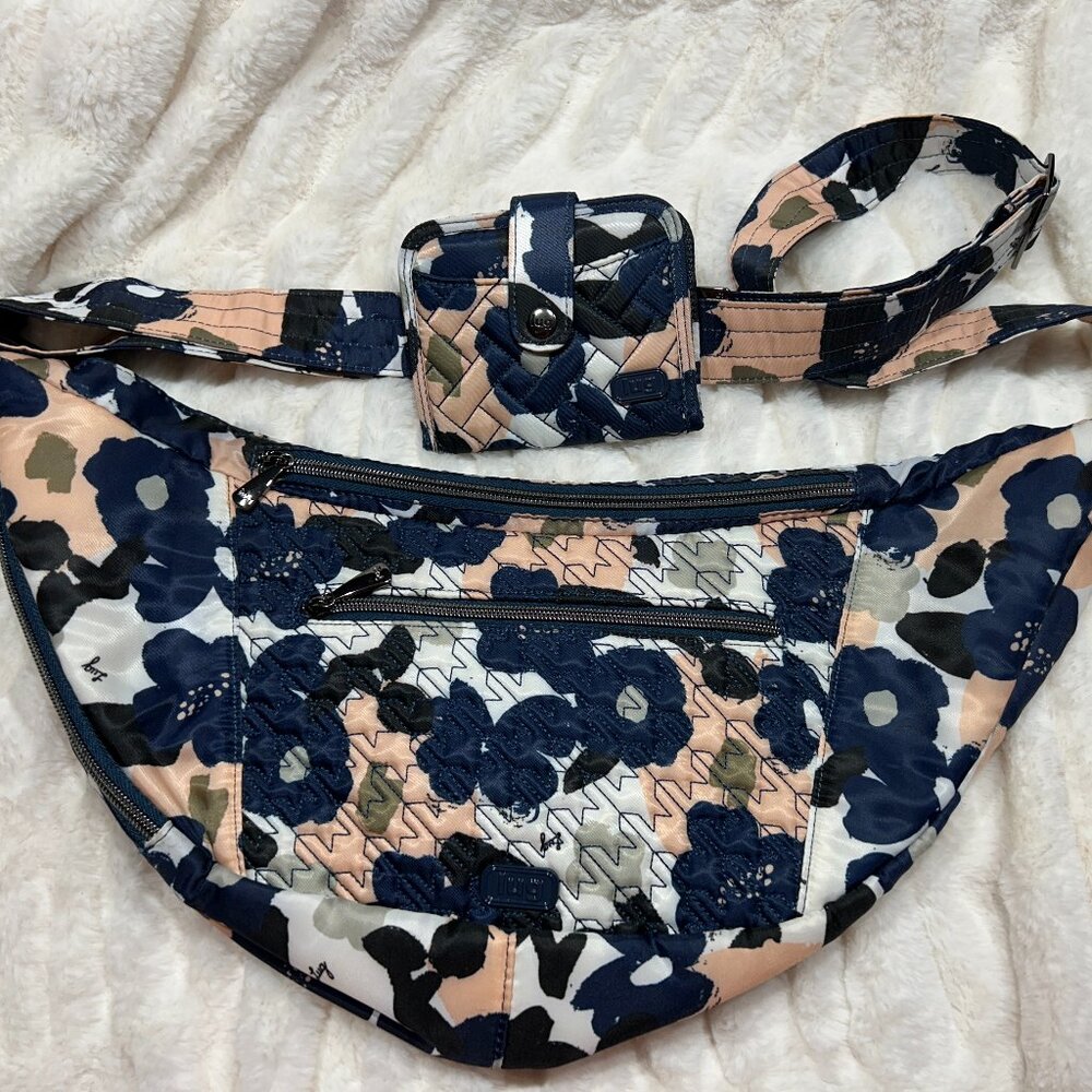 Lug Boomerang Sling & Minuet RFID Wallet Set - Midnight Floral
